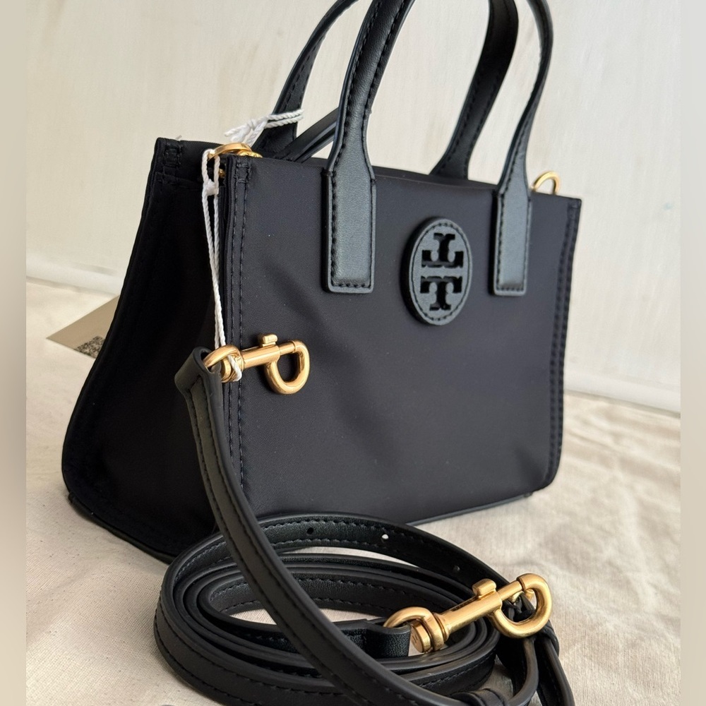 New Tory Burch Black Ella nylon mini tote Handbag